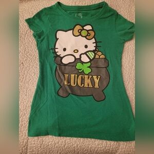 Hello Kitty Lucky Green Short Sleeve Tee For St. Patricks Day